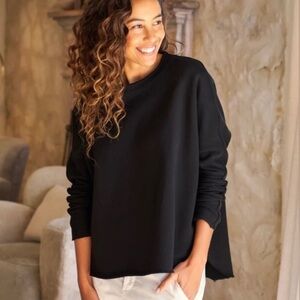 Frank & Eileen Anna Long-Sleeve Capelet Pullover Crew Sweatshirt Black Fleece XL